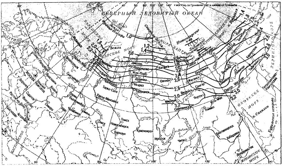 Карта глубин промерзания сп