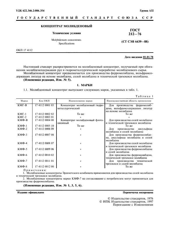 Технические условия концентрата