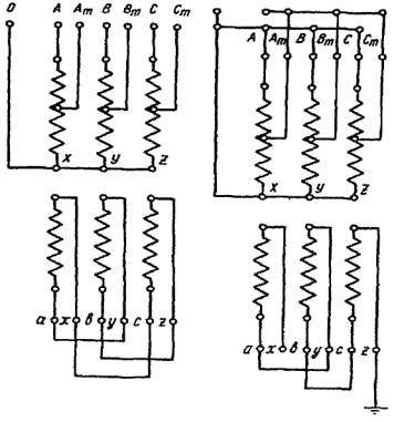 Схема соединения обмоток автотрансформатора