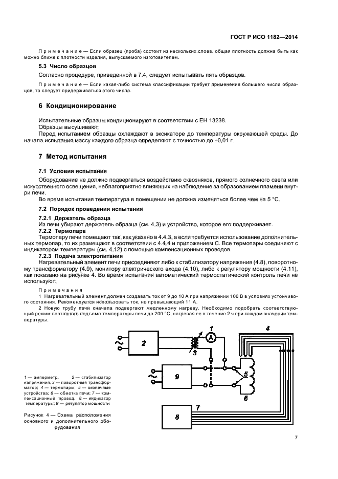 Испытание образца на негорючесть прекращают