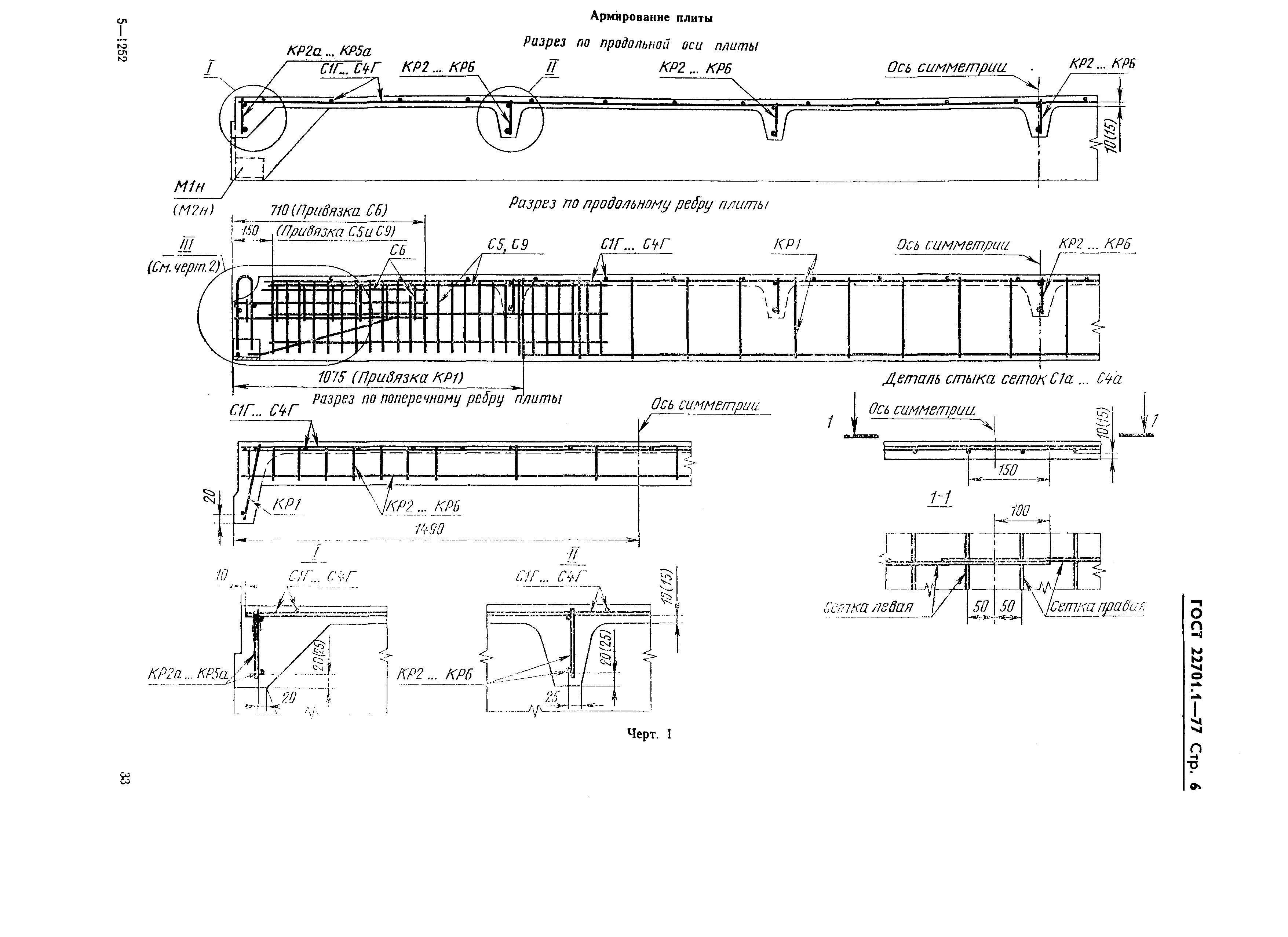 Плиты ребристые 6х1.5 армирование