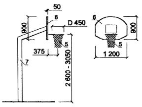 Баскетбольная стойка размеры схема стандарт