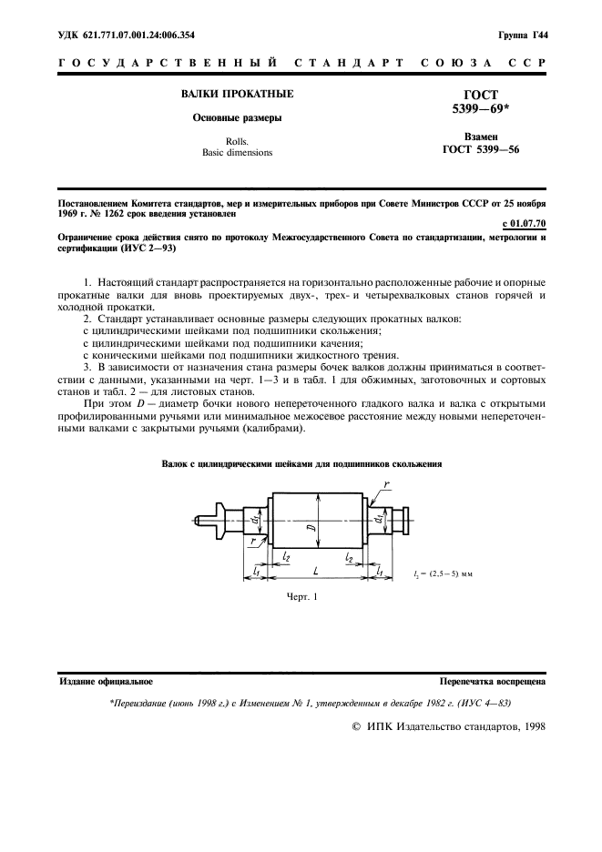 Основные размеры