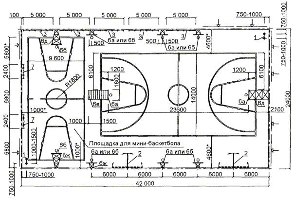 План баскетбольного зала