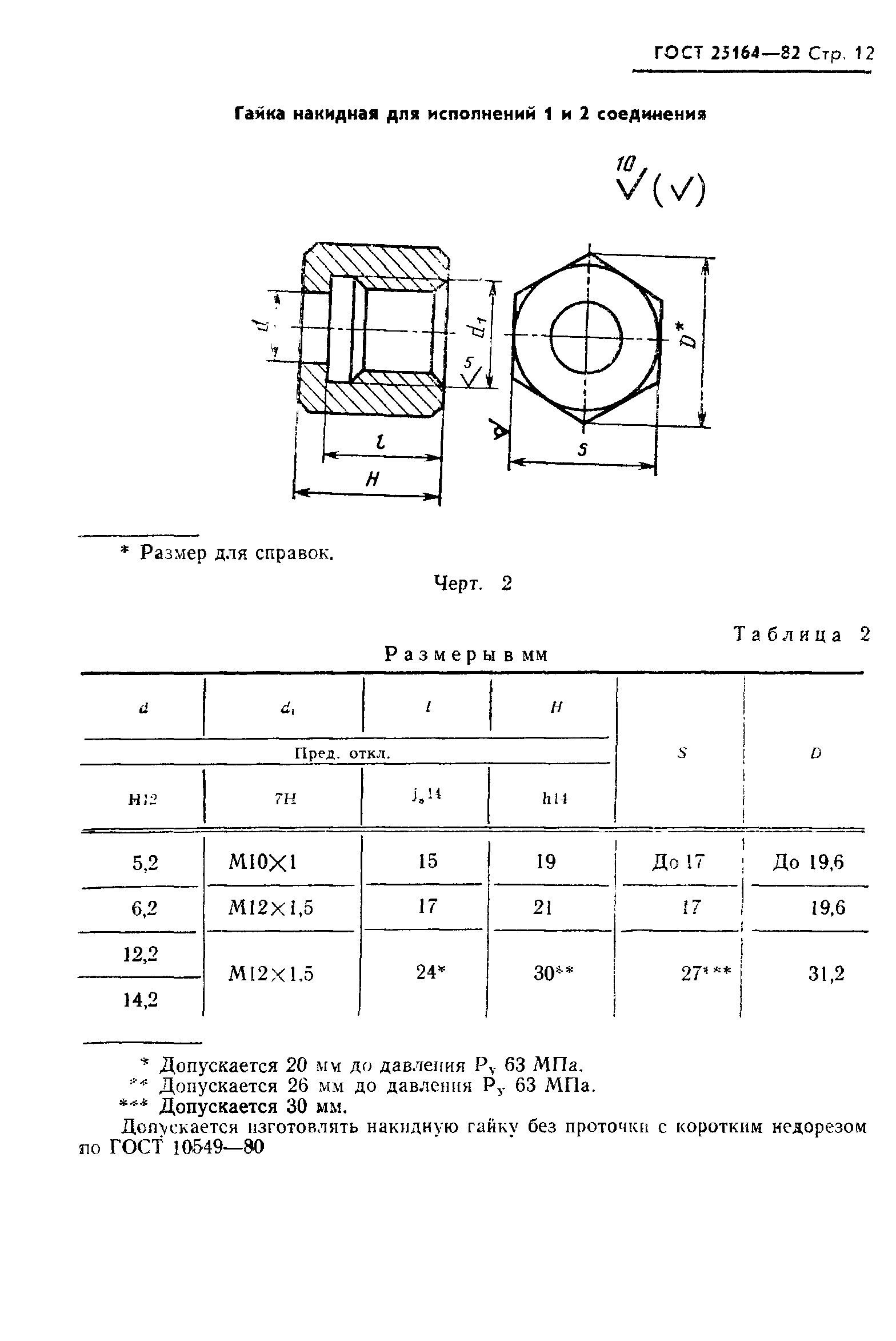 Гайка накидная ГОСТ 13957-74 чертеж