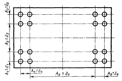 Группа отверстий на чертеже