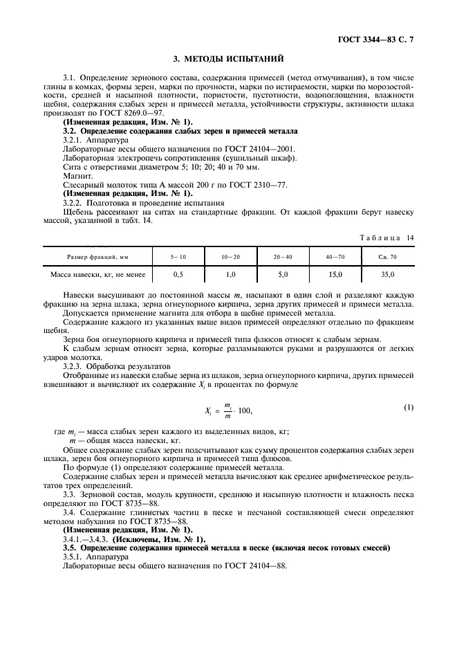 Содержание примесей в песке