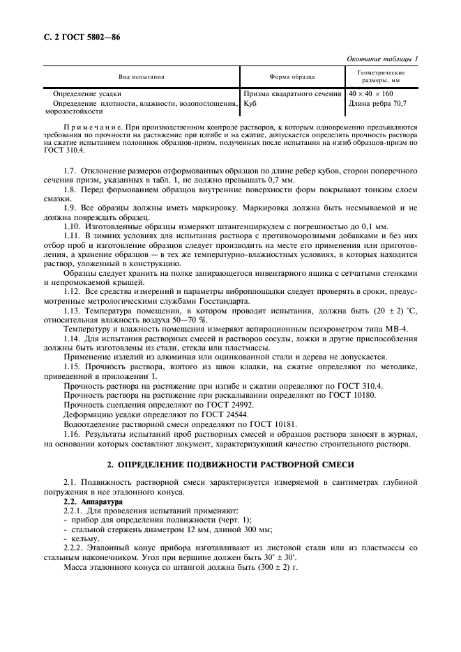 Растворы строительные гост методы испытаний по контрольным образцам