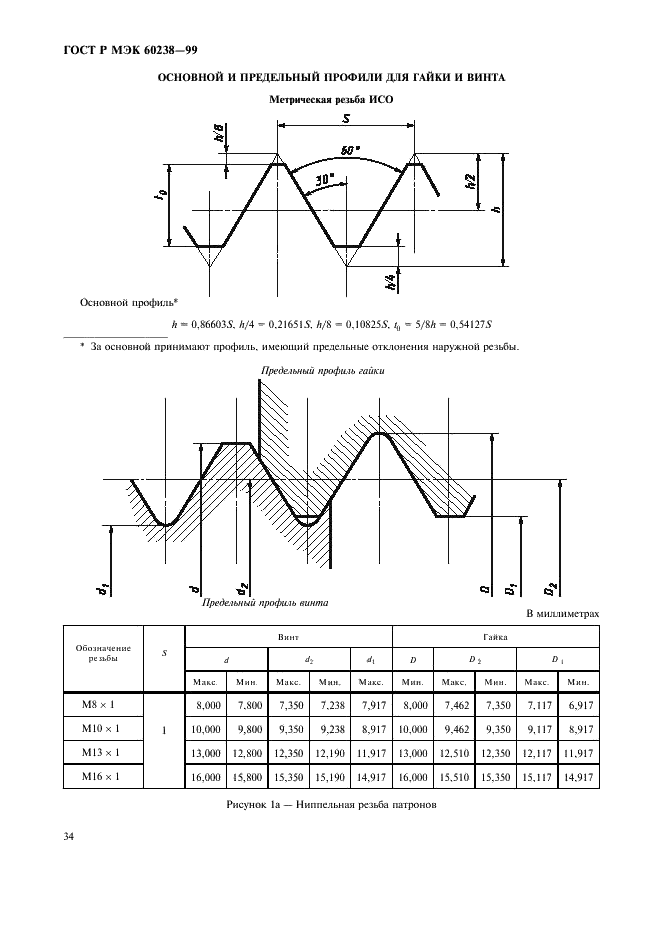 Примет профиль. Метрическая резьба ISO. ГОСТ Р МЭК 60238-99 чертеж. Резьба Эдисона правила обозначения. Резьба Эдисона 14.