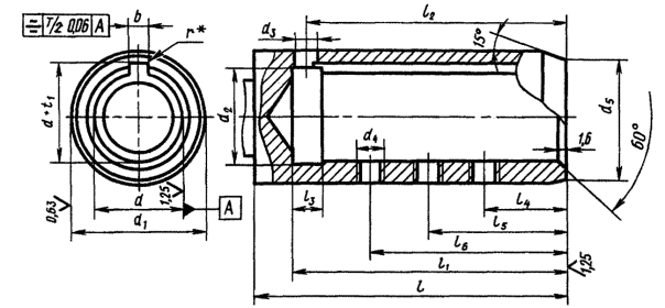 Чертеж втулка со шпоночным пазом